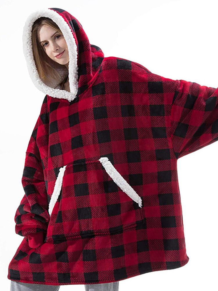 Blanket poncho with hood