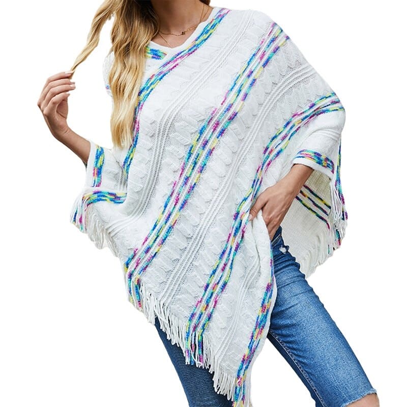 Poncho blanc - poncho-boutique