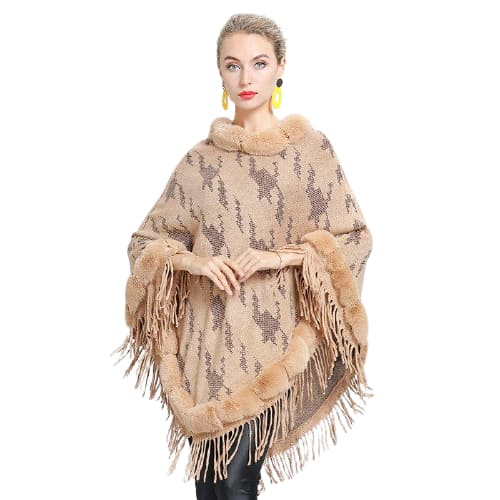 Poncho with fur collar Poncho-Boutique